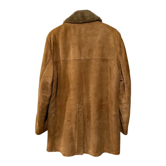 Huckberry Vintage M Suede Double Breasted Coat $590 Fur Lined Leather Buttons - Picture 3 of 10